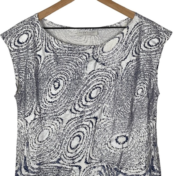 Bryn Walker Top Medium Silver Metallic Print Asymmetrical Hem Shirt Tunic - Picture 2 of 11